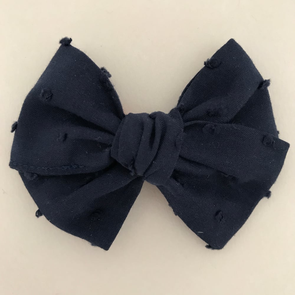 Image of Barrette voile de coton plumetis bleu marine