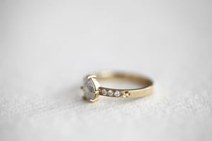 Image of 18ct gold, milky white pear rose-cut diamond ring IOW1482