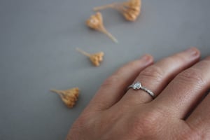 Image of Platinum 4.1mm rose-cut diamond laurel leaf ring (IOW149)