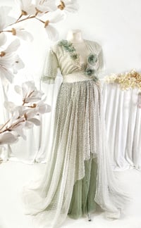 Image 1 of Photoshooting tulle dress Abriana | size S-M| sage and off white | flowers
