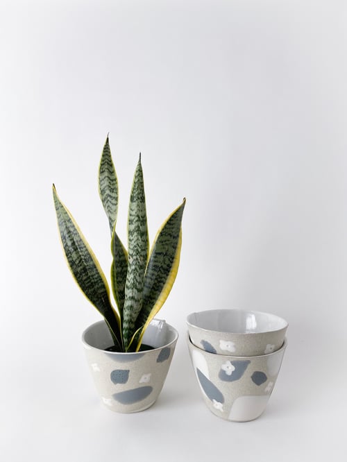 Image of White Flower Granite Slate - Planter / Fruit Bowl