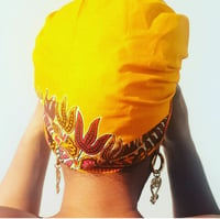Image 3 of Yellow Dashiki Headwrap 