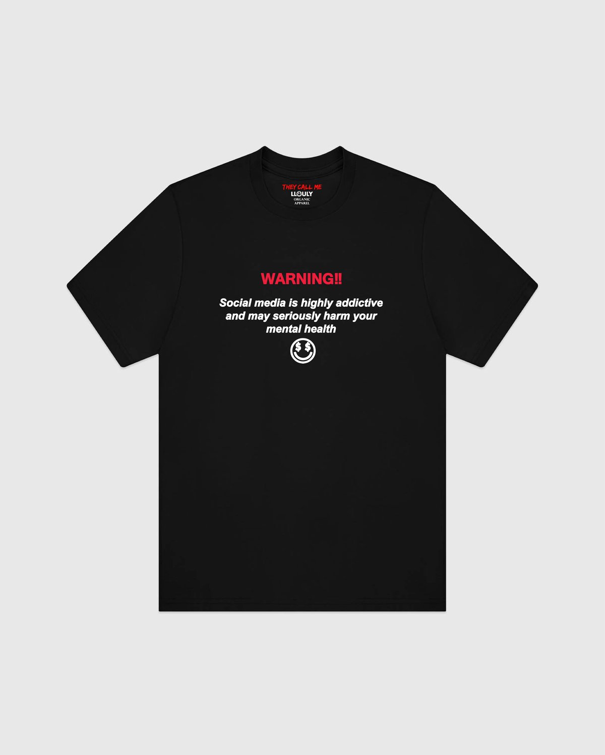 Image of WARNING Social media- Black Cotton tee