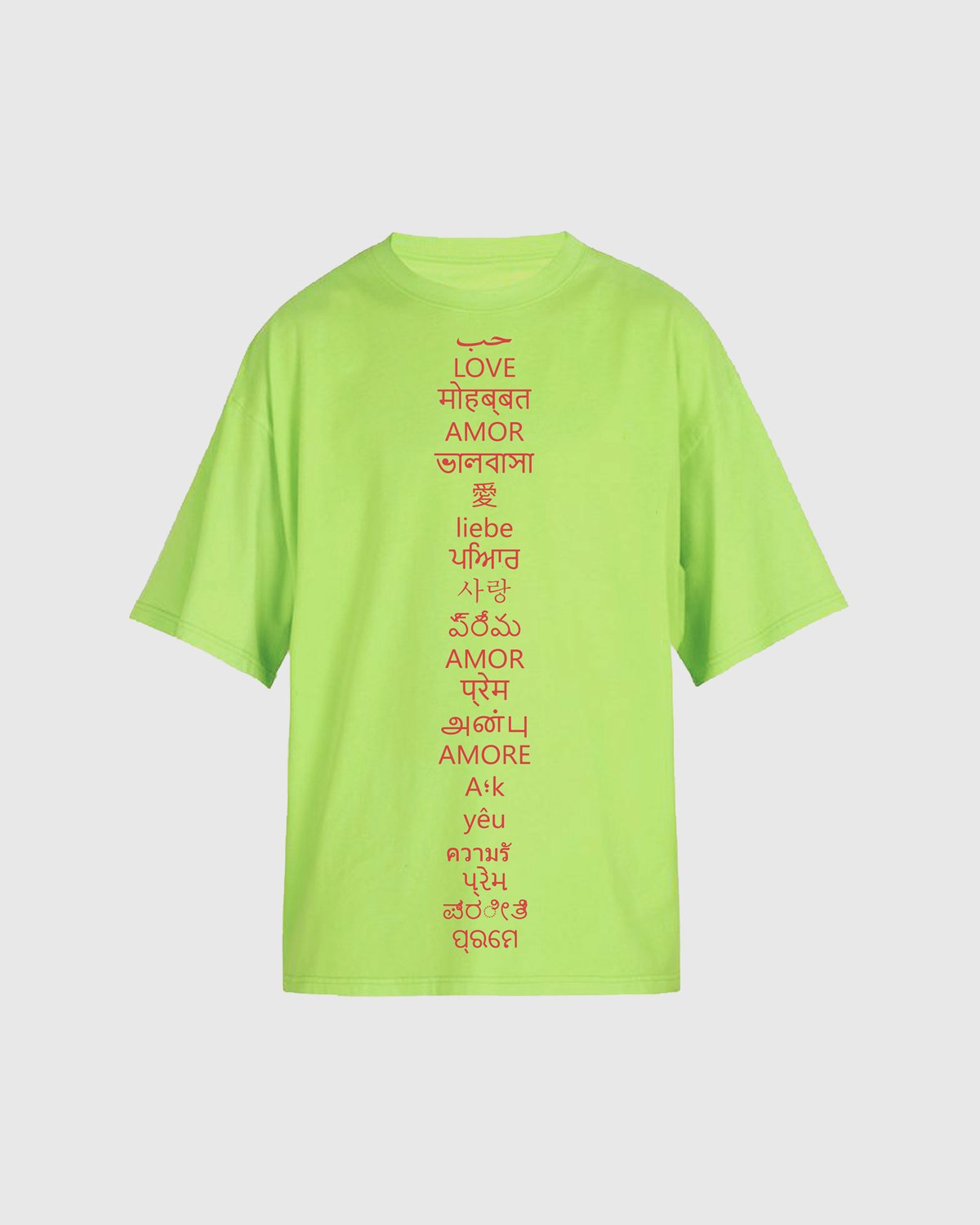 Image of LOVE IN DIFFERENT  LANGUAGES- Lume Green Tee