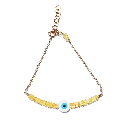 Image of Eye Bracelet Half Beaded Gemstone with Chain