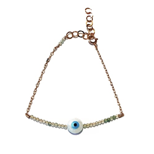 Image of Eye Bracelet Half Beaded Gemstone with Chain