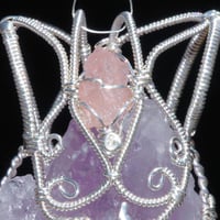 Image 3 of Etched Lavender Nirvana Amethyst Crystal Pendant with Fairy and Nirvana Quartz