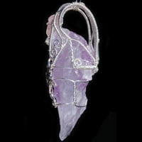 Image 4 of Etched Lavender Nirvana Amethyst Crystal Pendant with Fairy and Nirvana Quartz 
