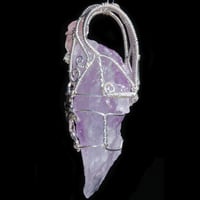 Image 4 of Etched Lavender Nirvana Amethyst Crystal Pendant with Fairy and Nirvana Quartz
