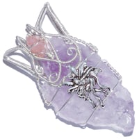 Image 1 of Etched Lavender Nirvana Amethyst Crystal Pendant with Fairy and Nirvana Quartz 