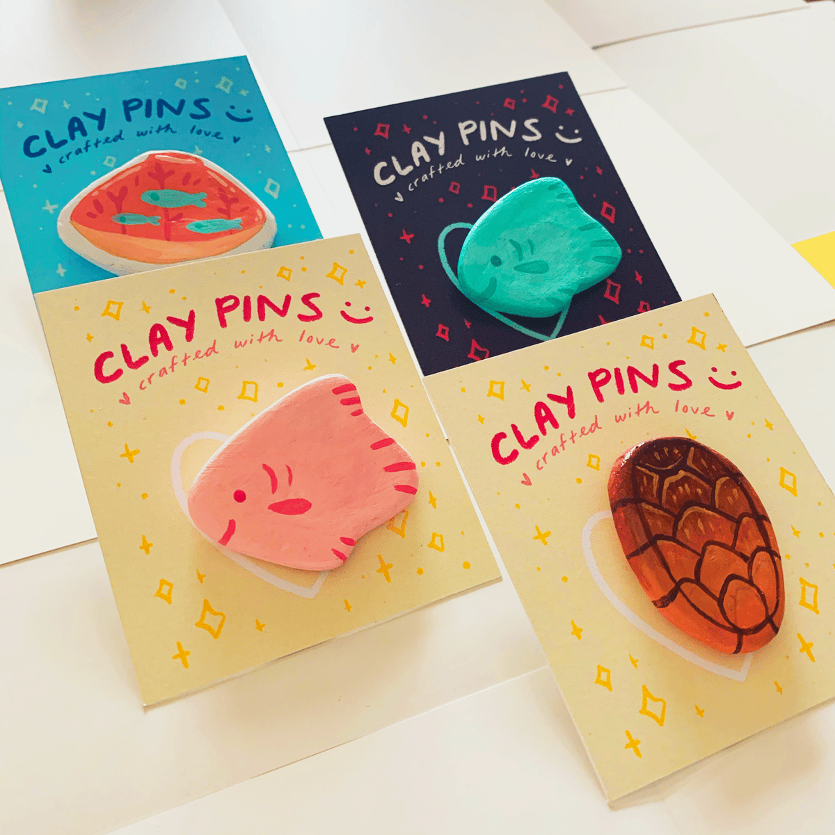 Handmade Clay Pins | DORIANA PRESSACCO ILLUSTRATION