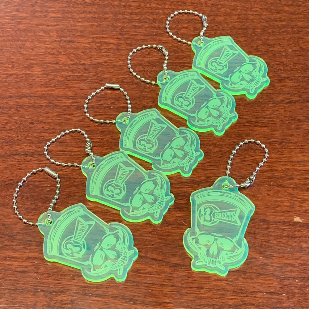 1-Shot Skull 3S Fluorescent Green Acrylic Key Chain