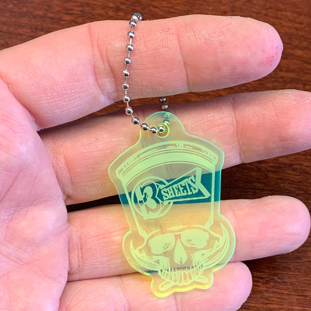 1-Shot Skull 3S Fluorescent Green Acrylic Key Chain