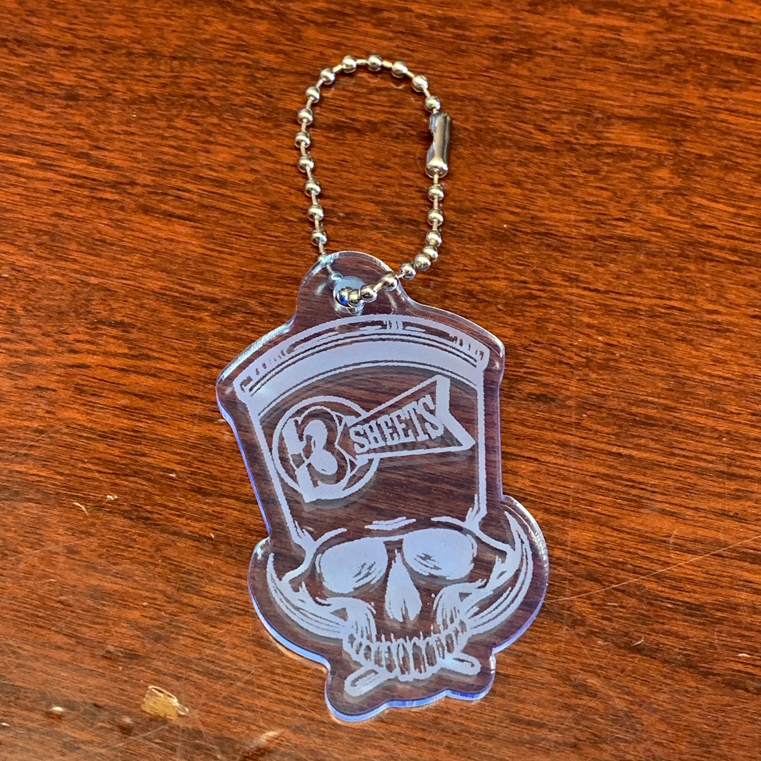 1-Shot Skull 3S Fluorescent Blue Acrylic Key Chain | 3 SHEETS ART