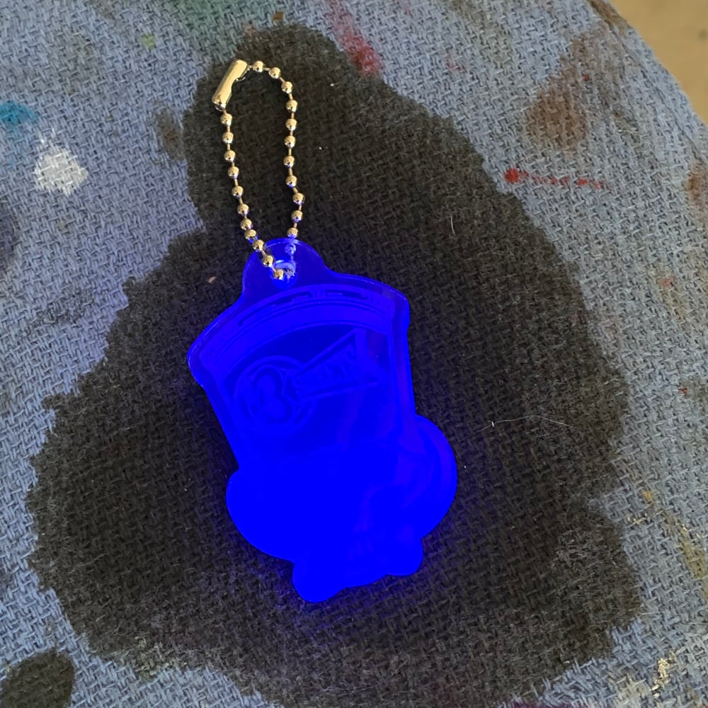 1-Shot Skull 3S Fluorescent Blue Acrylic Key Chain