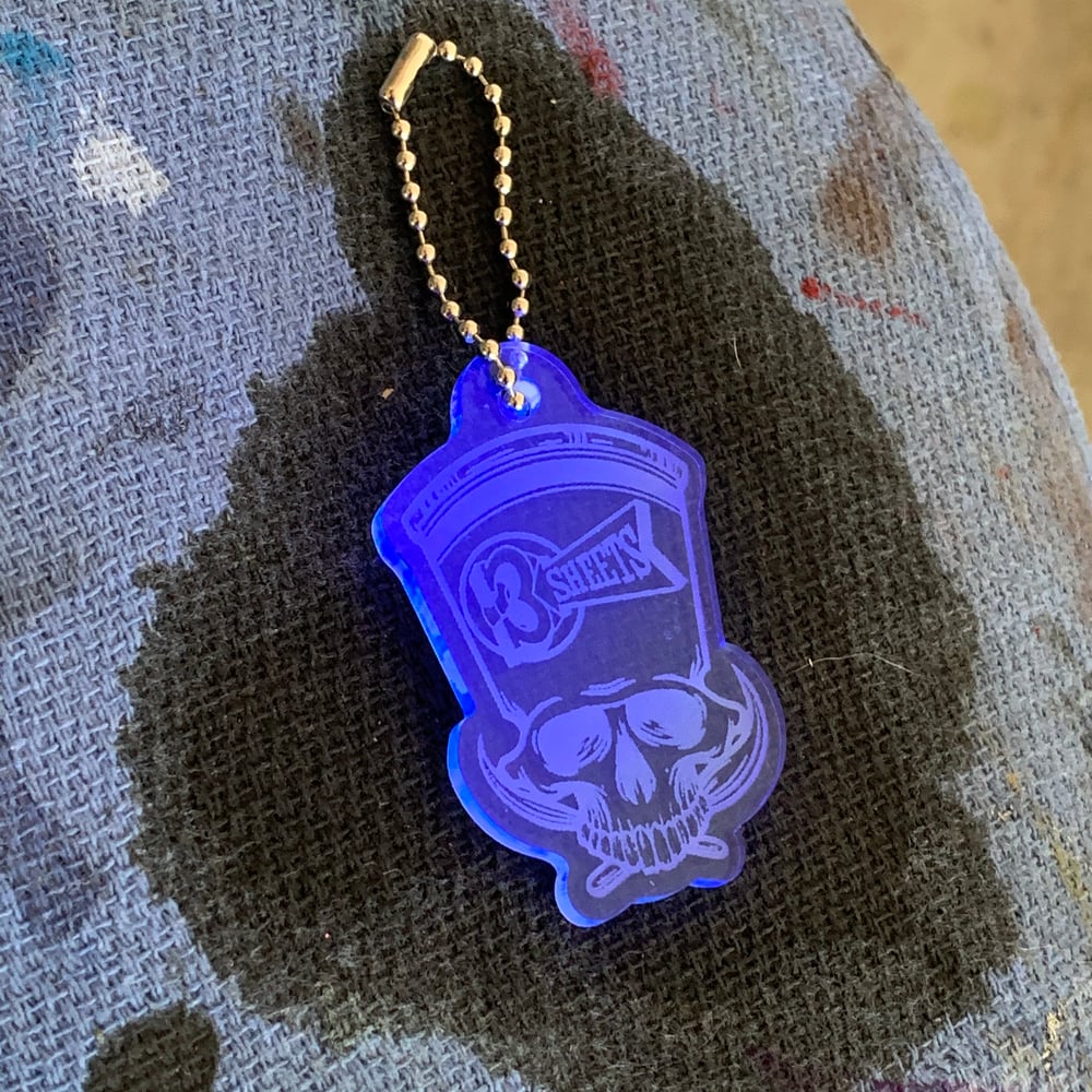 1-Shot Skull 3S Fluorescent Blue Acrylic Key Chain