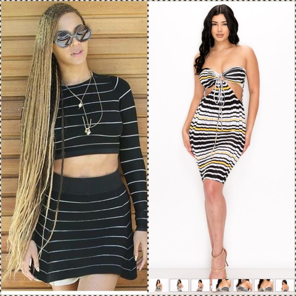Image of black and white striped dress