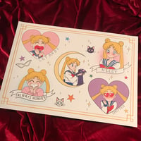 Sailor moon tattoo flash sheet A3