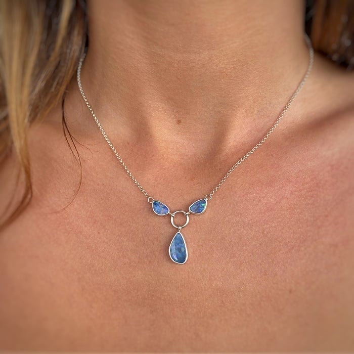BLUE OPAL NECKLACE | Rebekajewelry