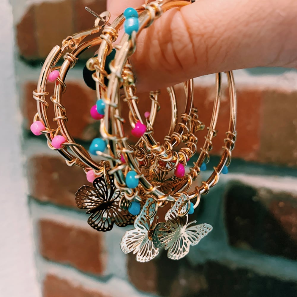Image of Butterfly Bead Hoops. 