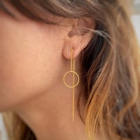 Image 1 of Circle Gold Chain Earrings