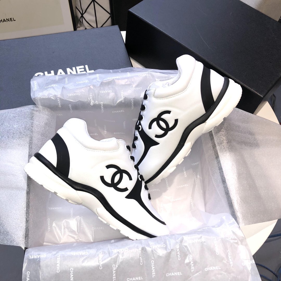 white chanel trainers