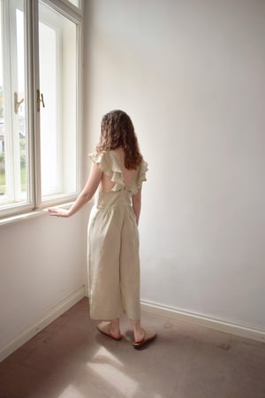 Image of LALU Linen Frilly Jumpsuit