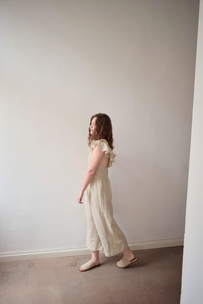 Image of LALU Linen Frilly Jumpsuit