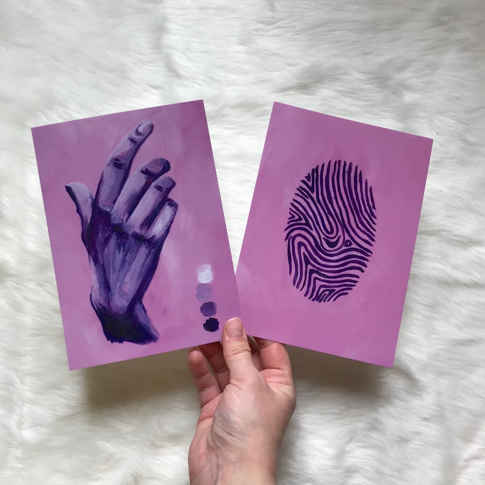 Image of Limited Edition Purple Hand Postcard Print 