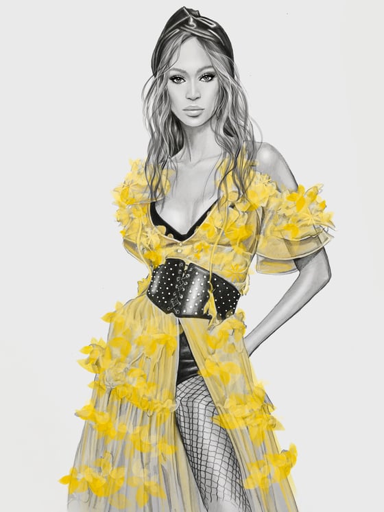 Image of JOAN SMALLS DUNDAS FASHION ILLUSTRATION PRINT A3/A4/A5