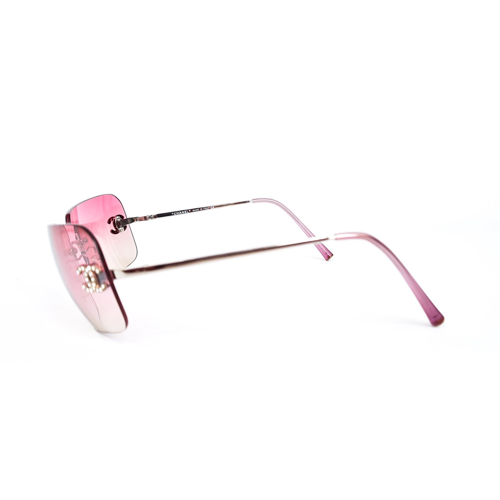 Chanel pink best sale rimless sunglasses