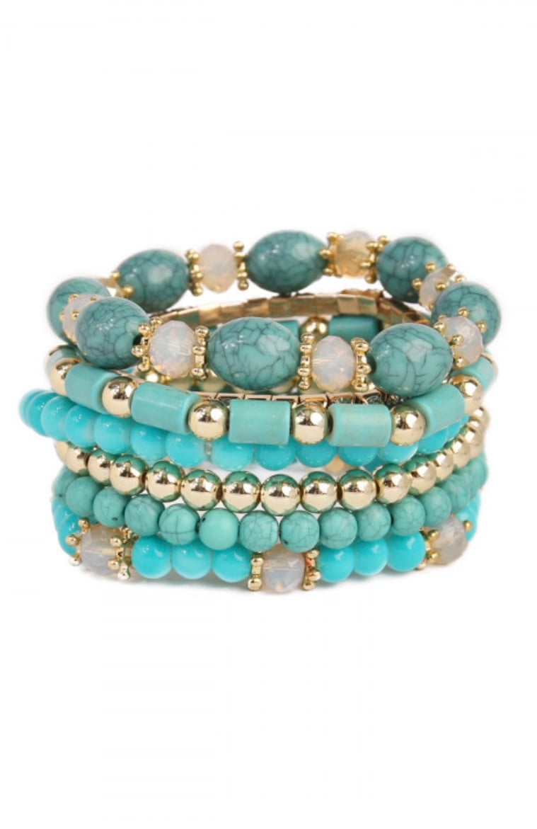 Turquoise Beaded Stackable Bracelets Made Clothing