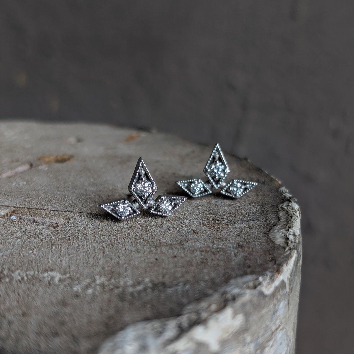 Image of Large Triple Star Studs, White
