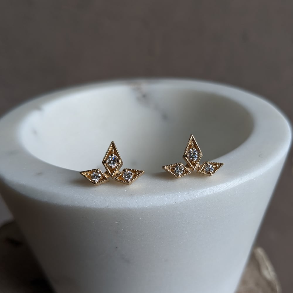 Image of Large Triple Star Studs, Yellow