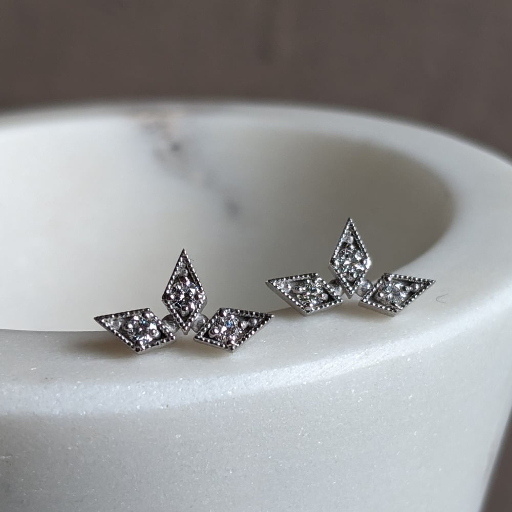 Image of Triple Star Studs, White