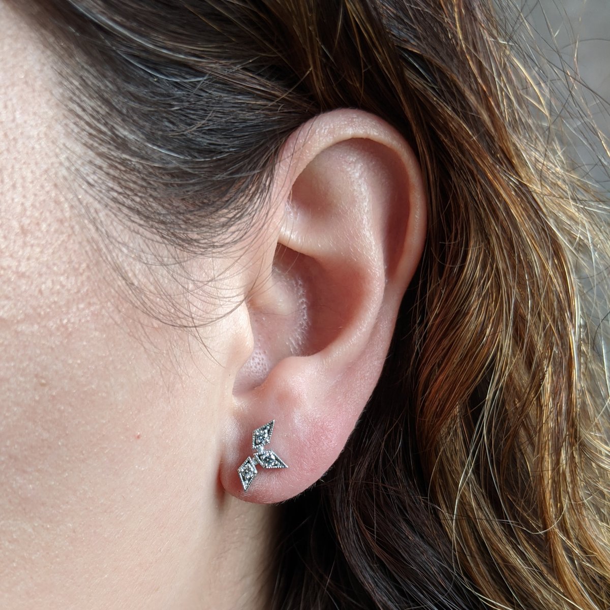 Image of Triple Star Studs, White