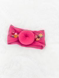 Image 1 of Fuchsia Rosette Top Knot Headband   