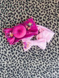 Image 2 of Fuchsia Rosette Top Knot Headband   