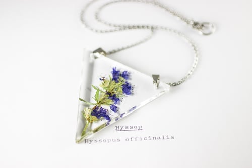 Image of Hyssop (Hyssopus officinalis) - Triangular Pressed Pendant #1