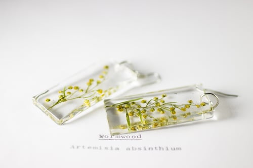 Image of Wormwood (Artemisia absinthium) - Pressed Earrings #1