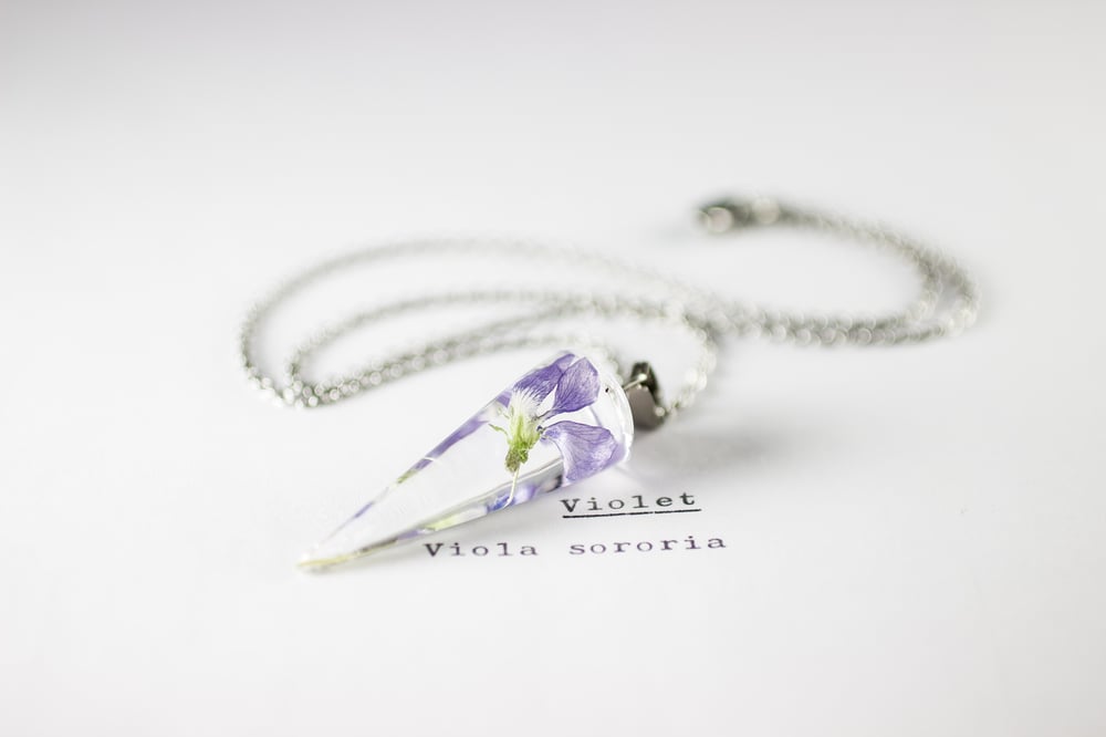 Image of Violet (Viola sororia) - Conical Pendant #1