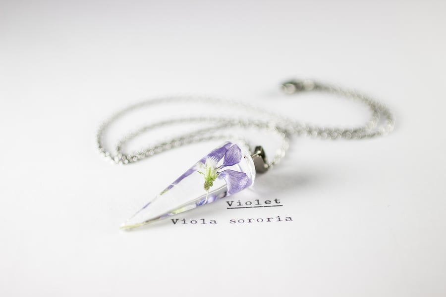 Image of Violet (Viola sororia) - Conical Pendant #1