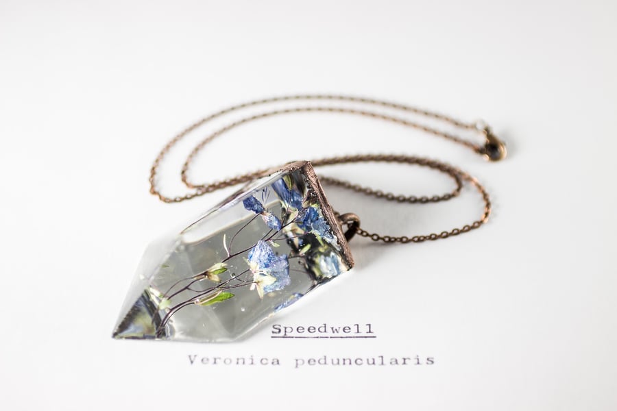 Image of Speedwell (Veronica peduncularis) - Small Copper Prism Necklace #3
