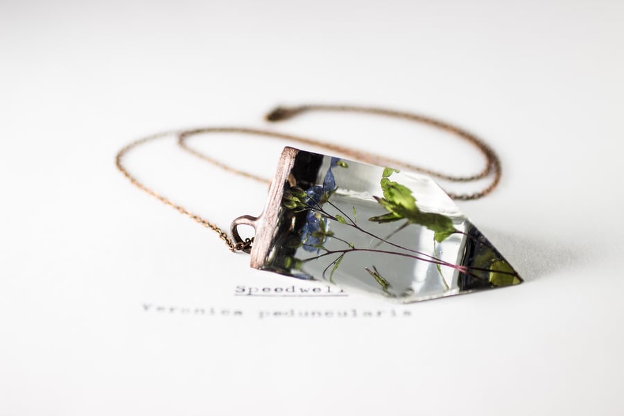 Image of Speedwell (Veronica peduncularis) - Small Copper Prism Necklace #5