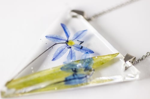 Image of Wood Squill (Scilla siberica) - Triangular Pressed Pendant #2