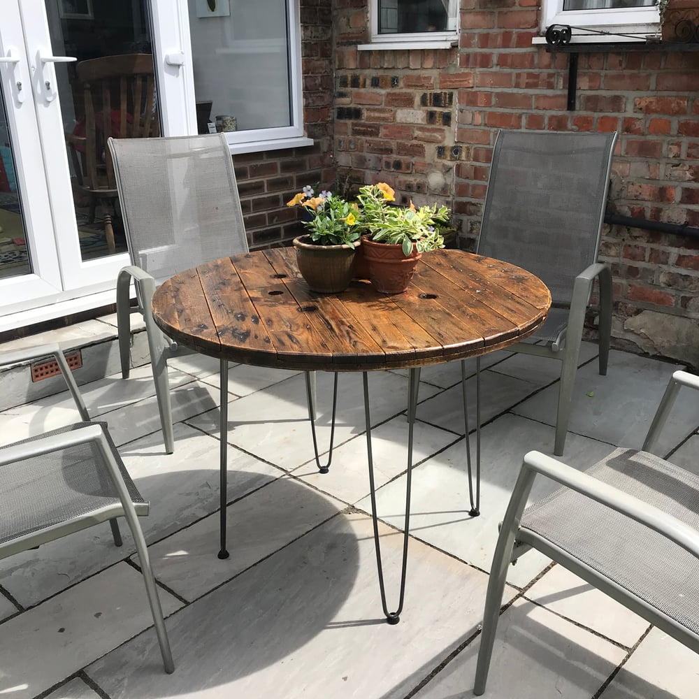 Handmade Cable Drum Dining Table & Stools