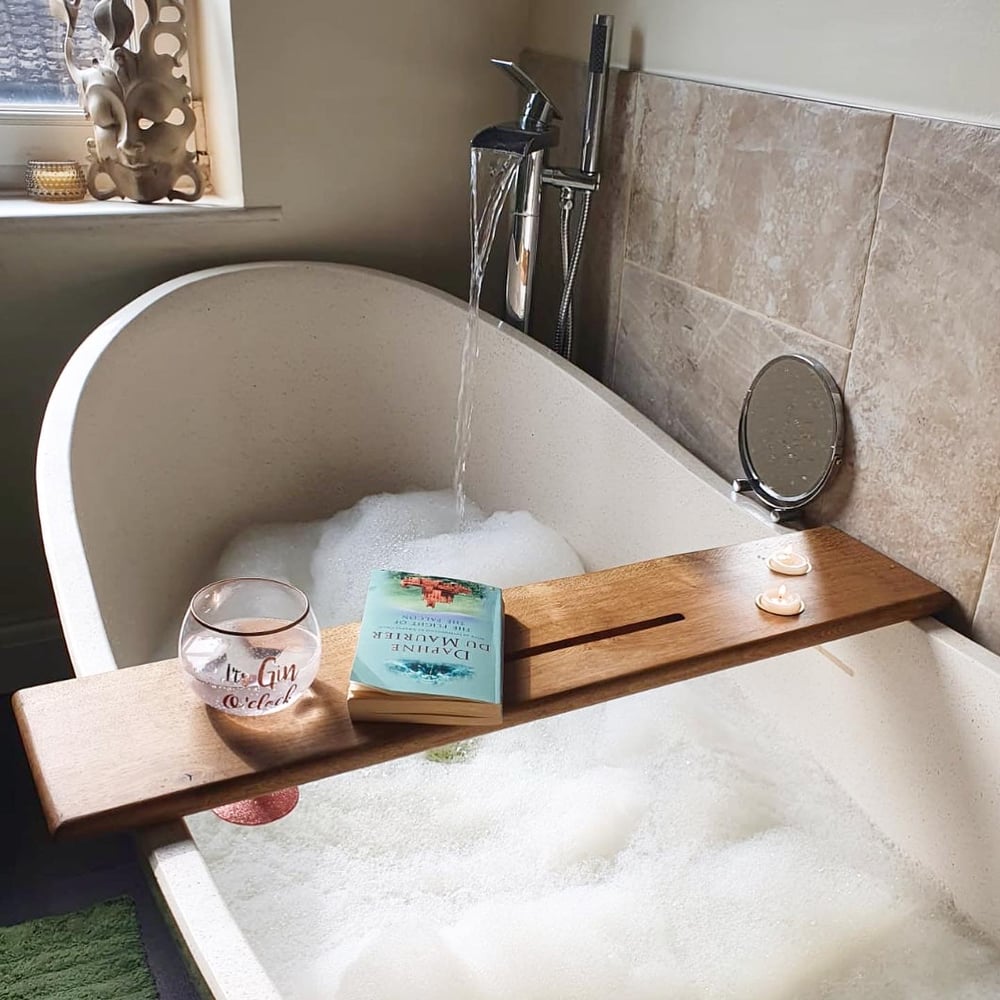 Solid Oak Bath Board for crystals or ipad