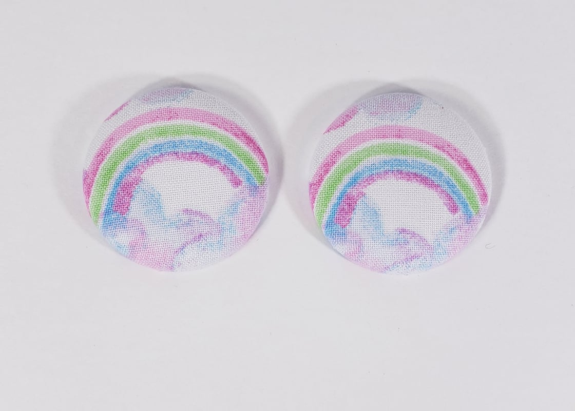 Image of Rainbow Button Earrings