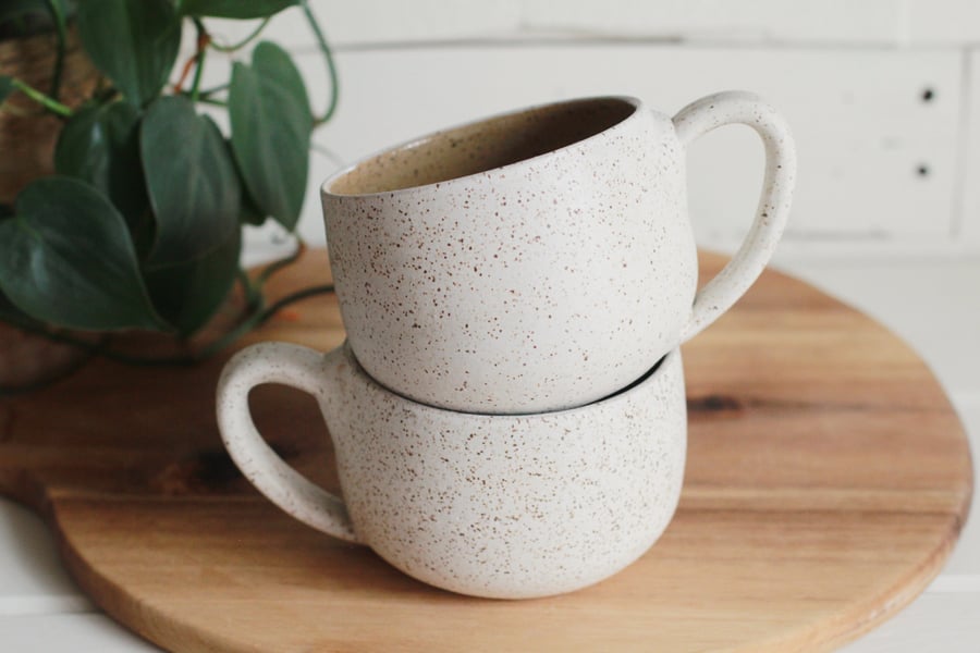Image of White Speckled Cappiccino Mug