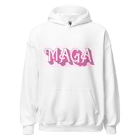 Image 2 of MAGA Make America Great Again Hot Pink Retro Unisex Hoodie Trump 2024